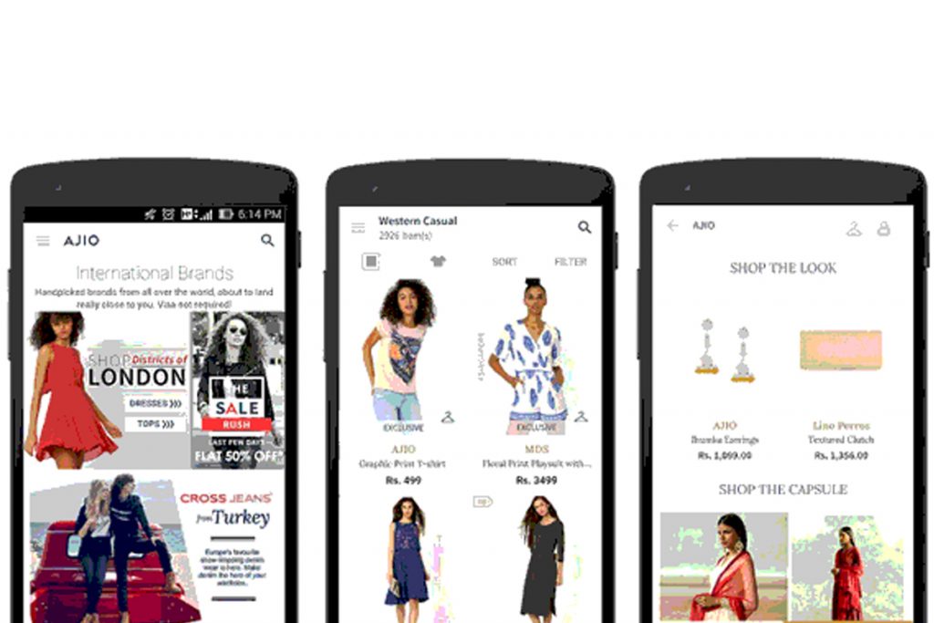 online shopping mobile application like Ajio